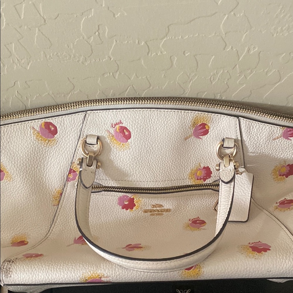 Coach White and Pink Satchel with Structured Design